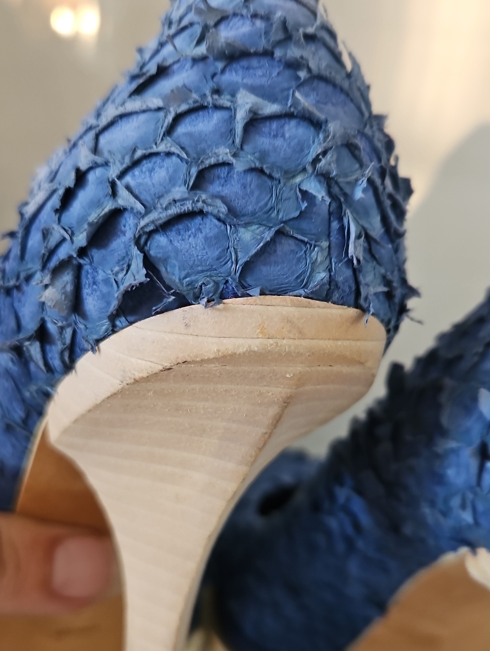 Alexander Wang Blue Suede Fish Scale Heels Size EU 37 - Picture 9 of 9